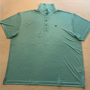 NWOT Callaway Men’s Teal Patterned Short Sleeve Performance Polo XXL